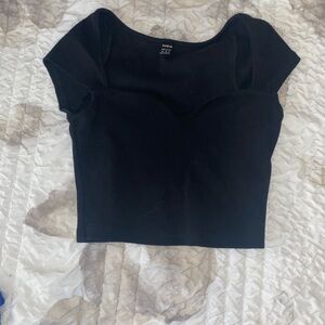 Sweetheart neckline black top